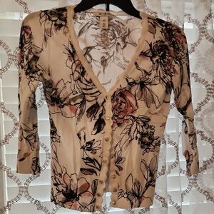 White House Black Market Floral Cardigan